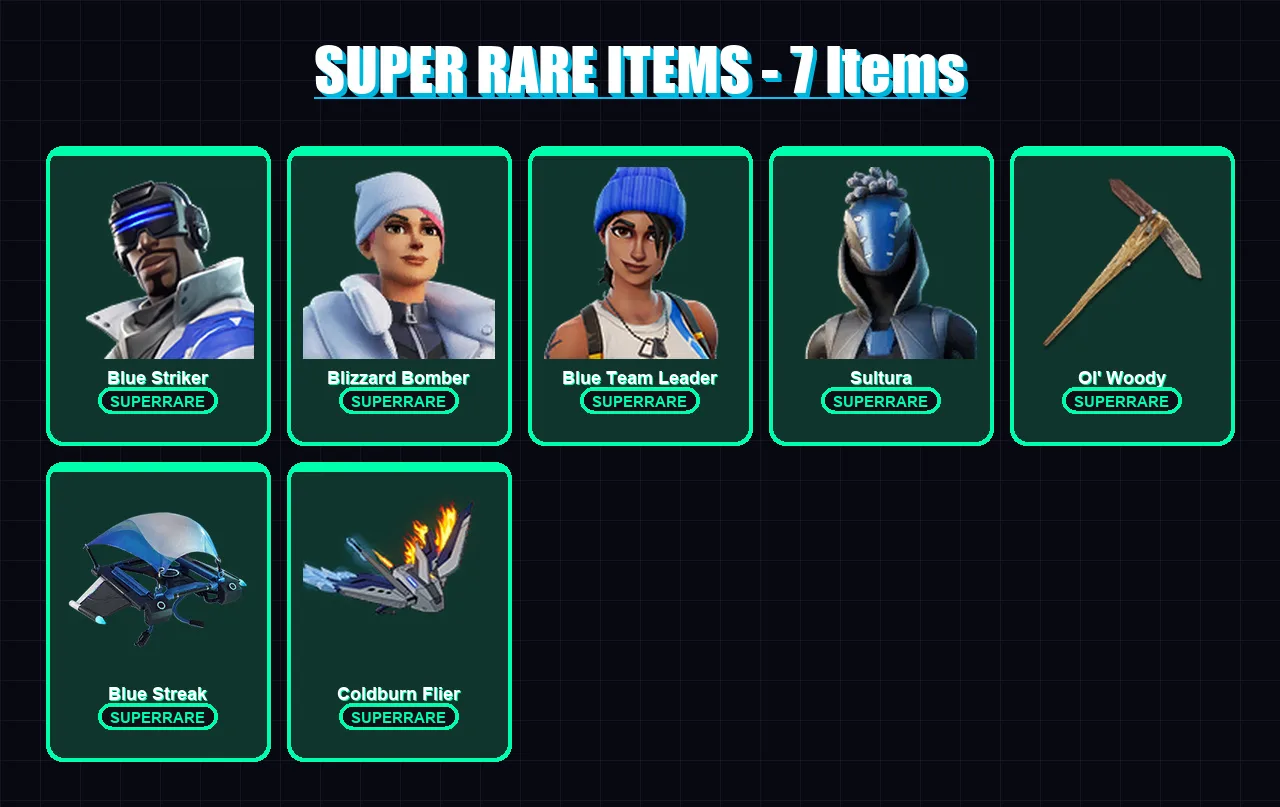 [PC/XBOX] | Blue Striker | Blizzard Bomber | Blue Team Leader | Sultura | Optimus Prime | 136 skin | 147 pickaxe | 94 emote | 80 glider | Lv1008