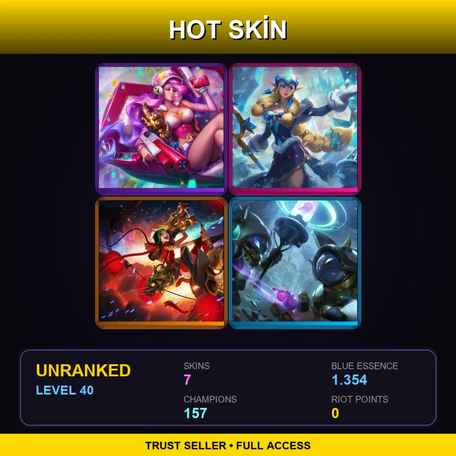 VN | Lv40 | Unranked | 7 Skin | 157 Champ