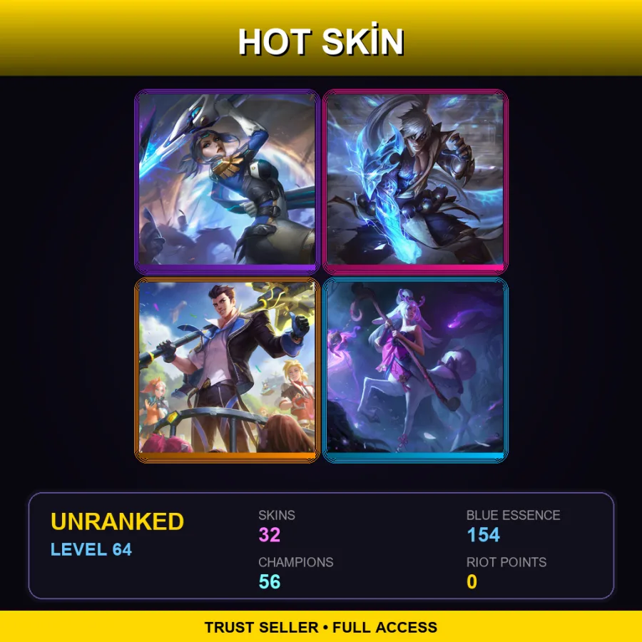 VN | Lv64 | Unranked | 32 Skin | 56 Champ