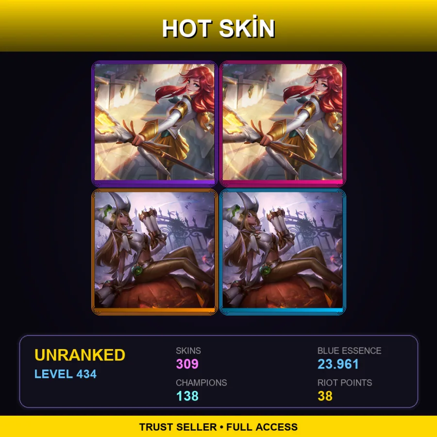 SG | Lv434 | Unranked | 309 Skin | 138 Champ