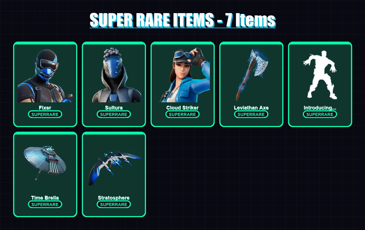 [PS4/PS5/PC] | Fixer | Sultura | Cloud Striker | Fade | Galaxia | 108 skin | 101 pickaxe | 114 emote | 81 glider | Lv1306