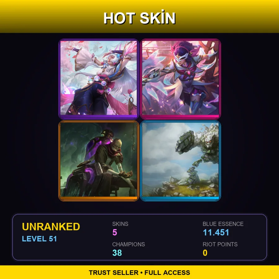 EUW | Lv51 | Unranked | 5 Skin | 38 Champ