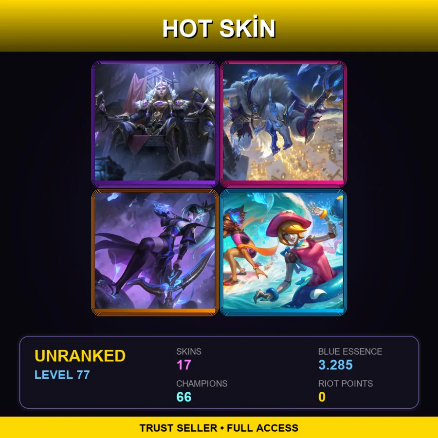 LAN | Lv77 | Unranked | 17 Skin | 66 Champ — Ice King Twitch