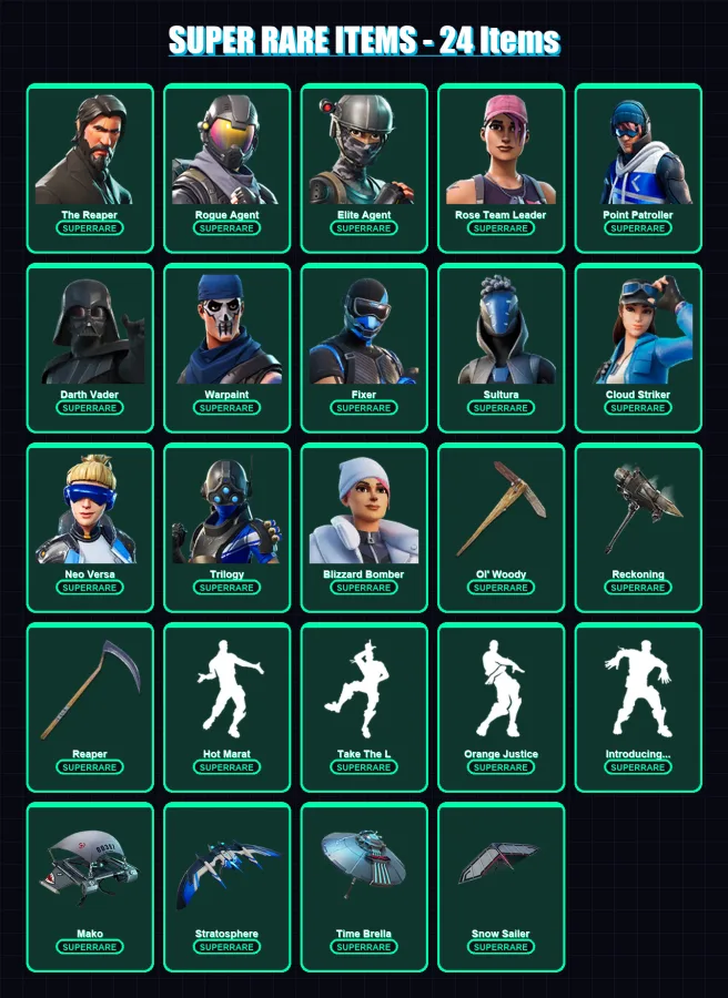 [PS4/PS5/PC] | The Reaper | Rogue Agent | Elite Agent | Rose Team Leader | Point Patroller | 298 skin | 263 pickaxe | 246 emote | 217 glider | Lv303 — Fortnite account