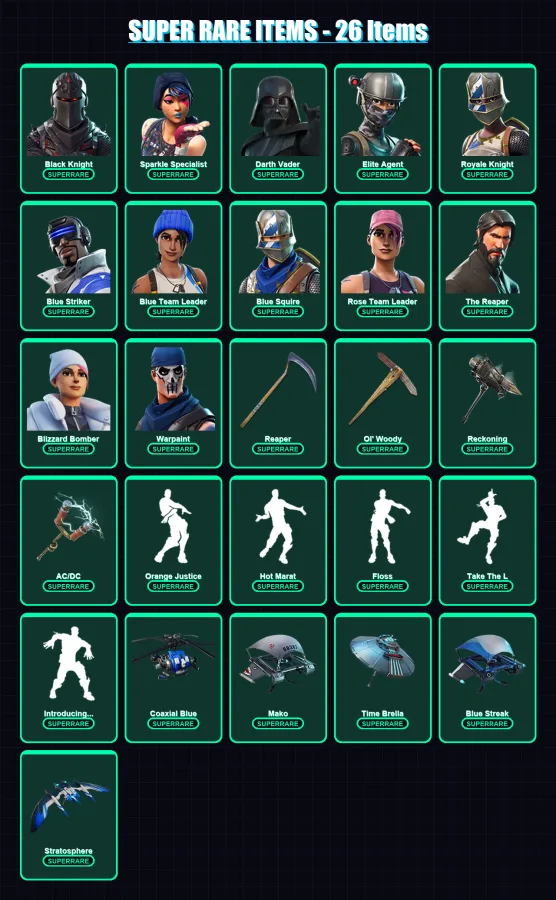 [PS4/PS5/XBOX/PC] | OG Skull Trooper | Black Knight | Sparkle Specialist | 137 skin | Lv1615