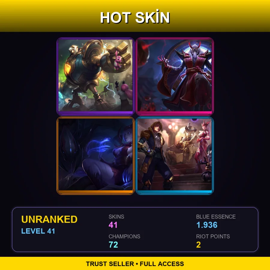 EUNE | Lv41 | Unranked | 41 Skin | 72 Champ — LoL account