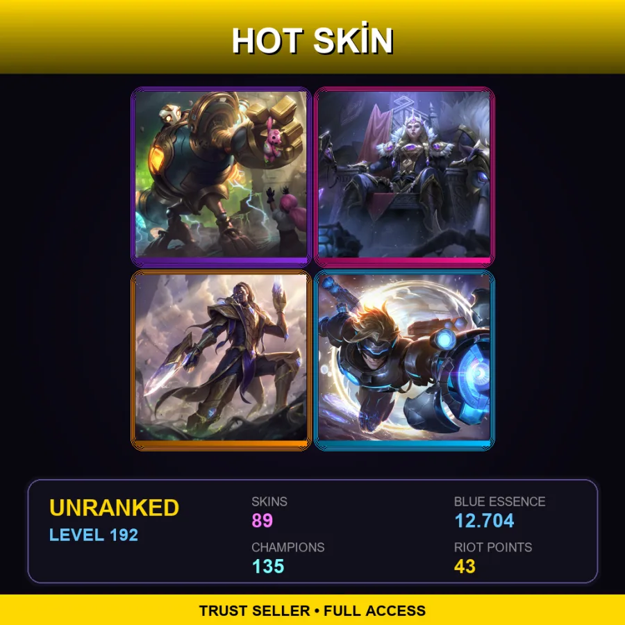 LAS | Lv192 | Unranked | 89 Skin | 135 Champ