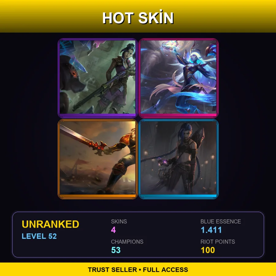 TR | Lv52 | Unranked | 4 Skin | 53 Champ