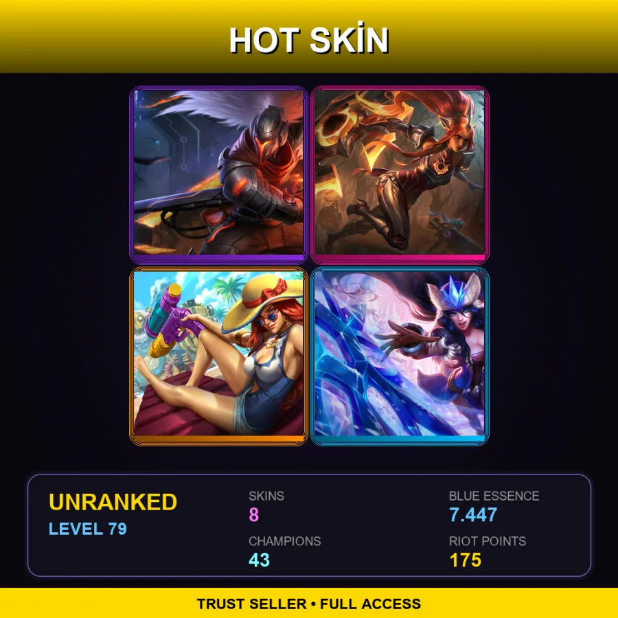 EUNE | Lv79 | Unranked | 8 Skin | 43 Champ