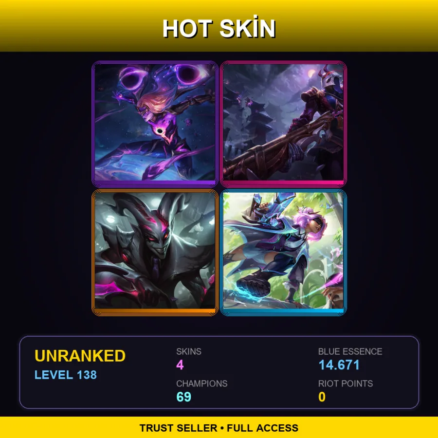 SG | Lv138 | Unranked | 4 Skin | 69 Champ — LoL account