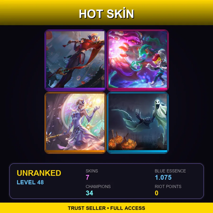 LAS | Lv48 | Unranked | 7 Skin | 34 Champ — LoL account