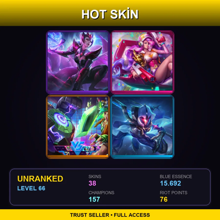 SG | Lv66 | Unranked | 38 Skin | 157 Champ — LoL account