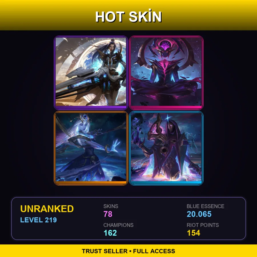 SG | Lv219 | Unranked | 78 Skin | 162 Champ