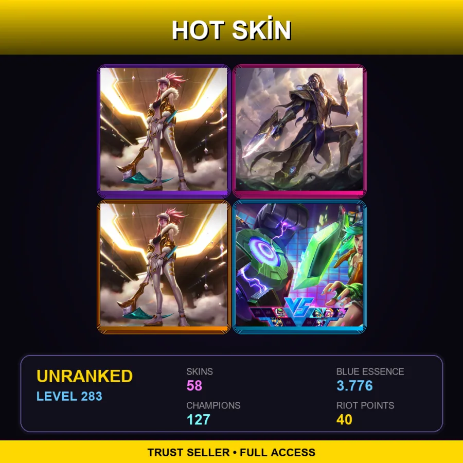 TR | Lv283 | Unranked | 58 Skin | 127 Champ — LoL account