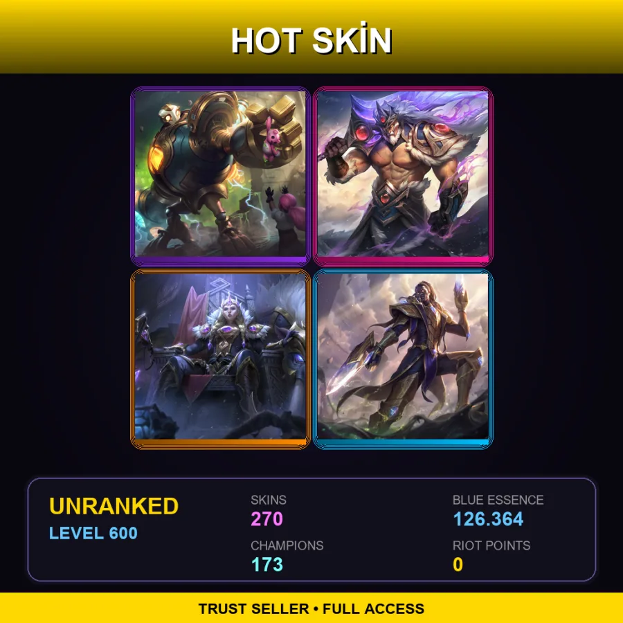 VN | Victorious Blitzcrank | Victorious Tryndamere | Victorious Sejuani | Victorious Lucian | 270 Skin | 173 Champ | Lv600