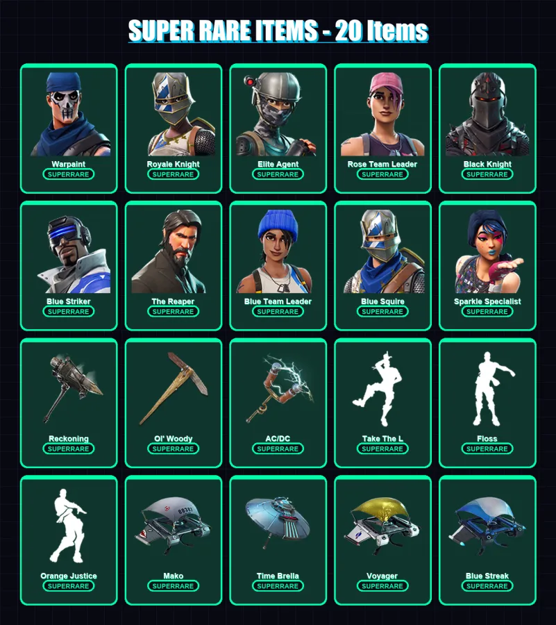 [PC/XBOX/PSN] | Warpaint | Royale Knight | Elite Agent | Rose Team Leader | Black Knight | 78 skin | 66 pickaxe | 74 emote | 76 glider | Lv922