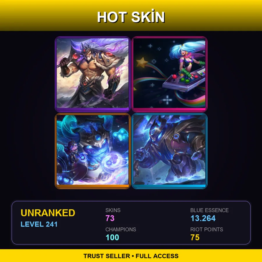 LAS | Lv241 | Unranked | 73 Skin | 100 Champ