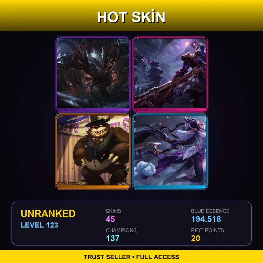 NA | Lv123 | Unranked | 45 Skin | 137 Champ