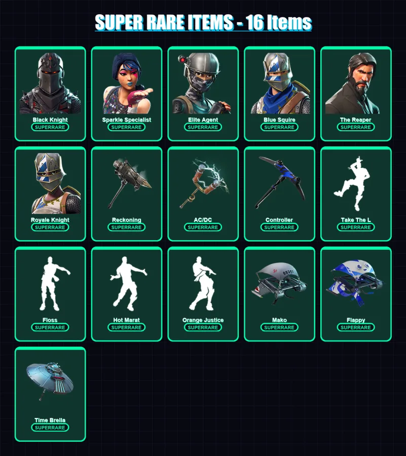 [PC/XBOX] | Black Knight | Sparkle Specialist | Elite Agent | Blue Squire | The Reaper | 64 skin | 60 pickaxe | 81 emote | 67 glider | Lv1104