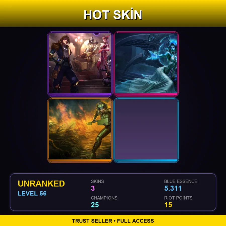 TR | Lv56 | Unranked | 3 Skin | 25 Champ