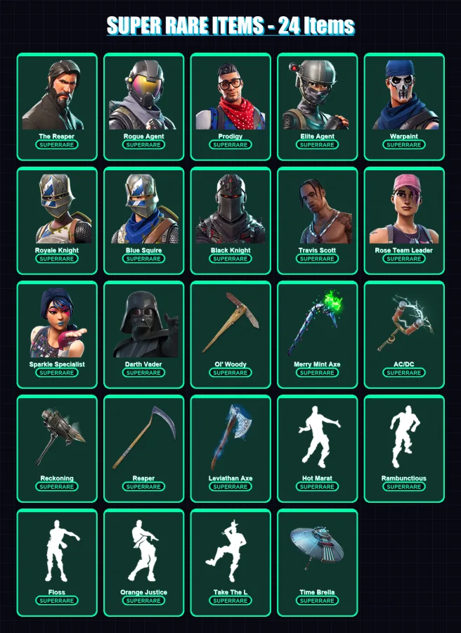 [PC/XBOX/PSN] | The Reaper | Rogue Agent | Prodigy | Elite Agent | Warpaint | 180 skin | 165 pickaxe | 187 emote | 142 glider | Lv2266