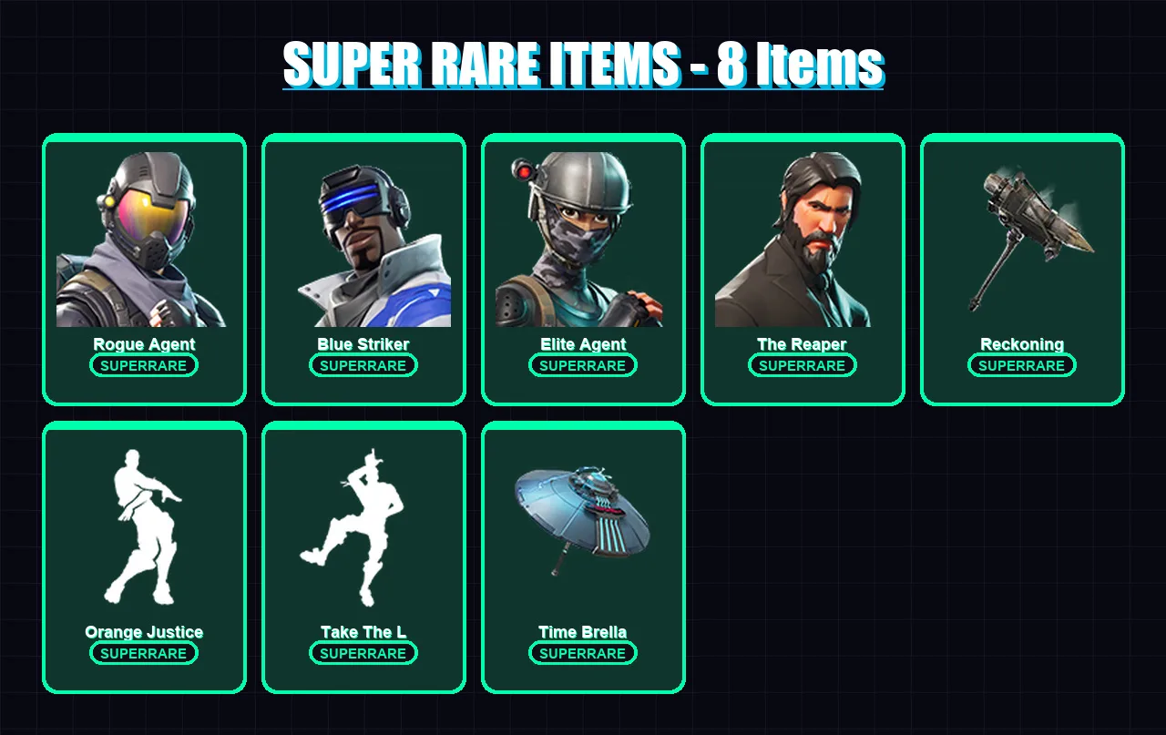 [PS4/PS5/XBOX/PC] | Rogue Agent | Blue Striker | Elite Agent | The Reaper | Omen | 45 skin | 45 pickaxe | 36 emote | 47 glider | Lv703