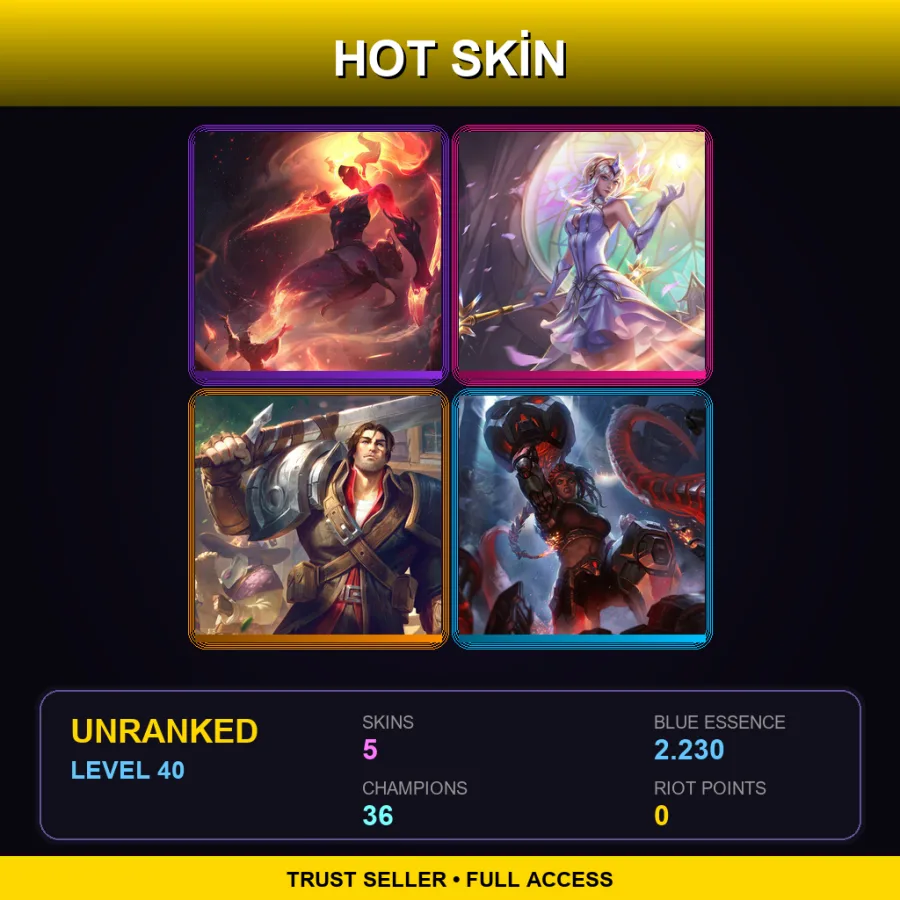 LAN | Lv40 | Unranked | 5 Skin | 36 Champ — Rugged Garen