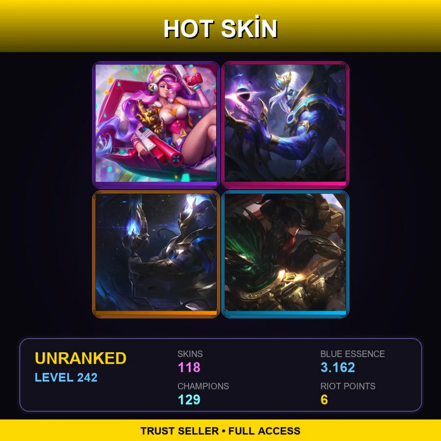 EUNE | Lv242 | Unranked | 118 Skin | 129 Champ — Battle Queen Qiyana