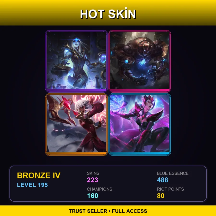SG | Lv195 | Bronze IV | 223 Skin | 160 Champ