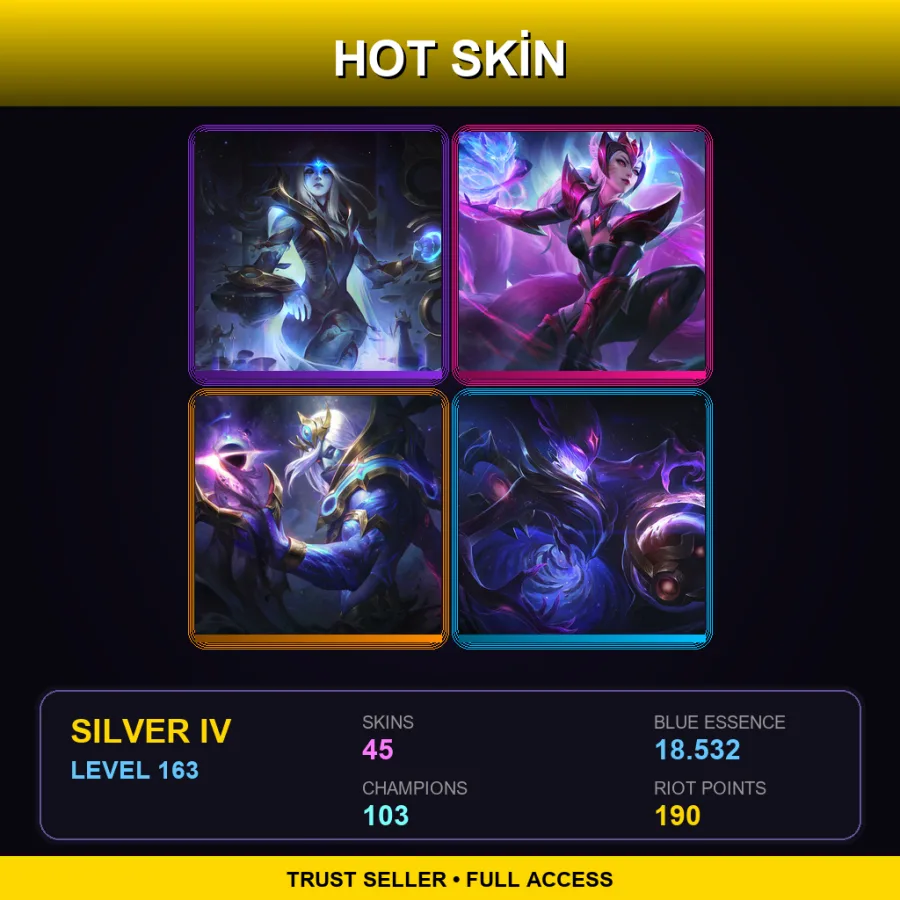 EUW | Lv163 | Silver IV | 45 Skin | 103 Champ