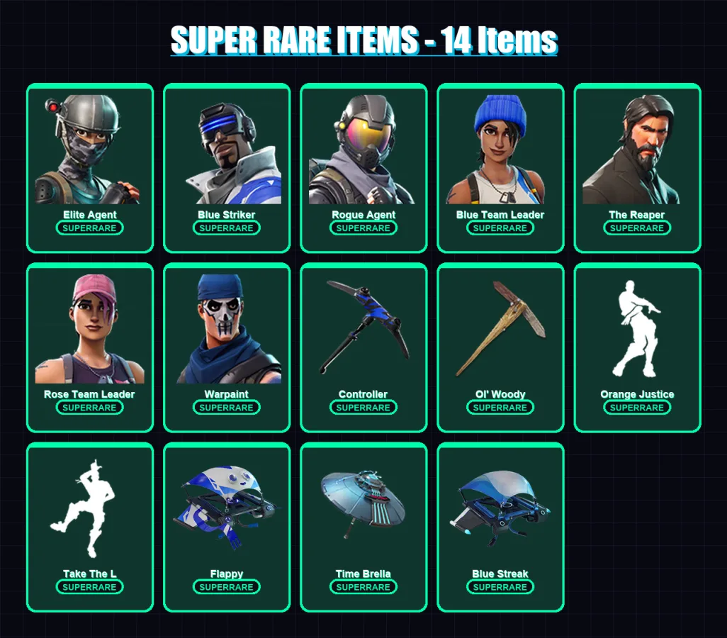 [PC/XBOX] | Elite Agent | Blue Striker | Rogue Agent | Blue Team Leader | The Reaper | 28 skin | 23 pickaxe | 49 emote | 31 glider | Lv441