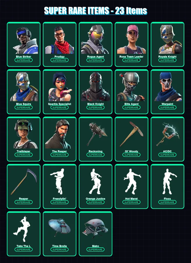 [PC/XBOX] | Blue Striker | Prodigy | Rogue Agent | Rose Team Leader | Royale Knight | 93 skin | 74 pickaxe | 70 emote | 76 glider | Lv1189