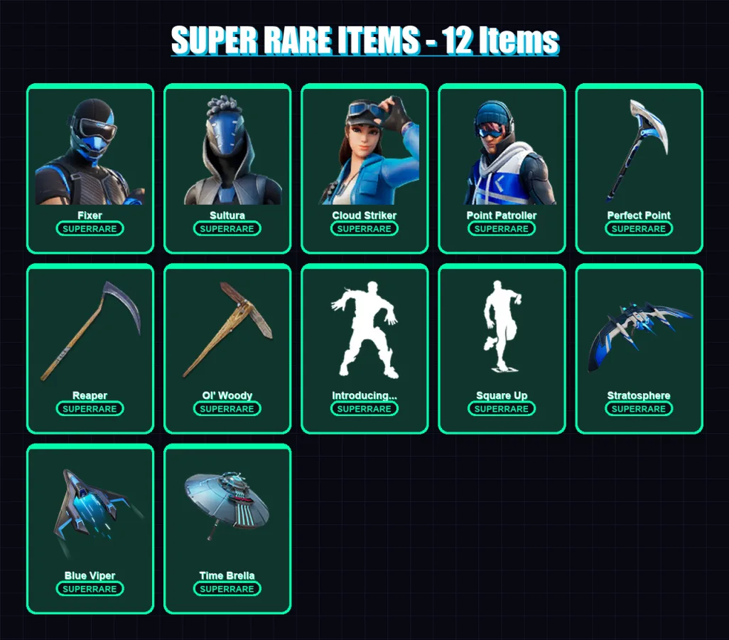 [PC/XBOX] | Fixer | Sultura | Cloud Striker | Point Patroller | Fade | 150 skin | 168 pickaxe | 115 emote | 115 glider | Lv1475 — Fortnite account