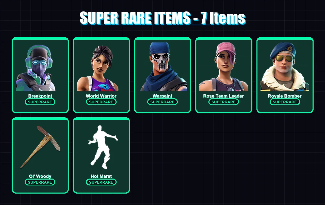 [PC/XBOX/PSN] | Breakpoint | World Warrior | Warpaint | Rose Team Leader | Royale Bomber | 114 skin | 108 pickaxe | 103 emote | 101 glider | Lv1507