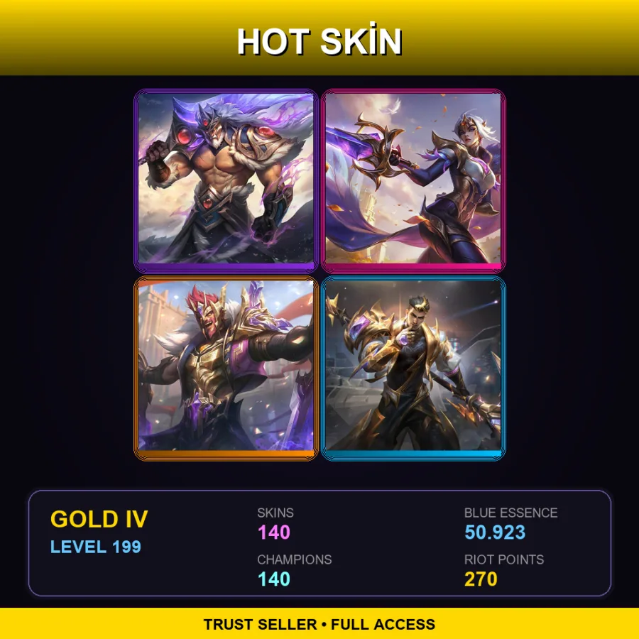 OCE | Victorious Tryndamere | Victorious Fiora | Victorious Draven | Prestige T1 Jayce | 140 Skin | 140 Champ | Gold IV | Lv199
