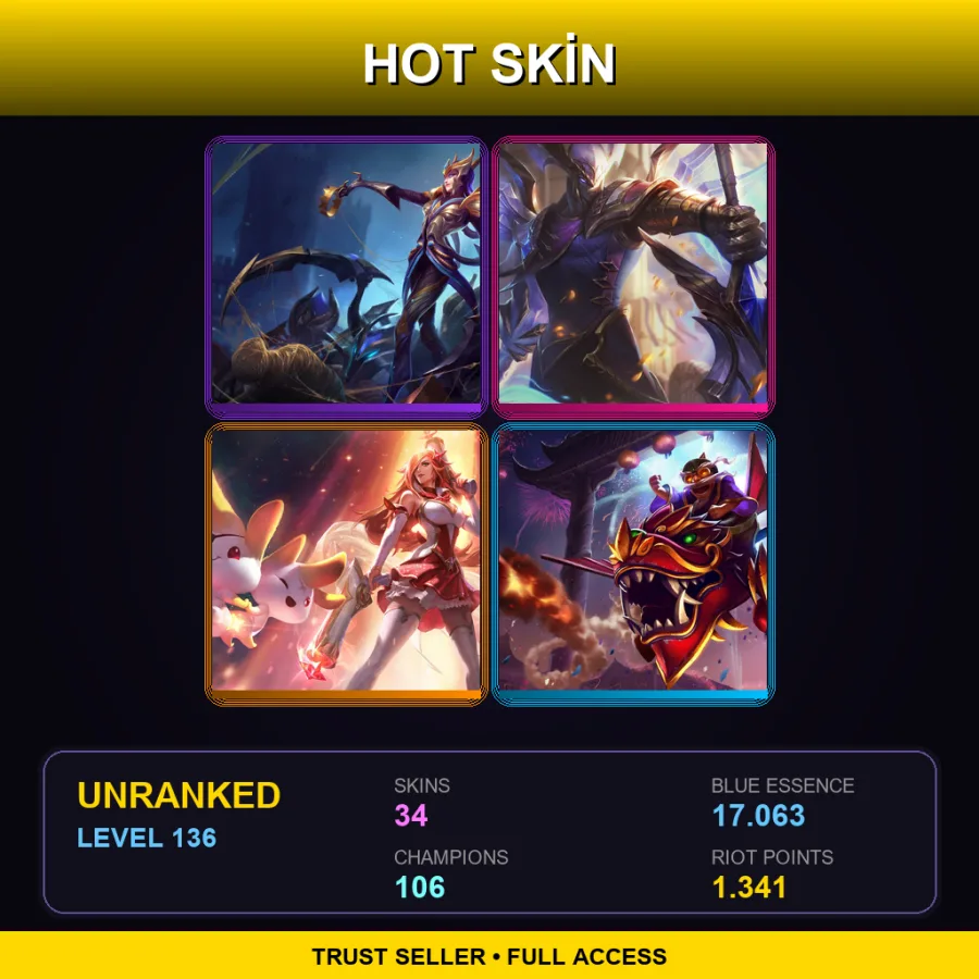 EUW | Victorious Elise | Victorious Aatrox | Star Guardian Miss Fortune | Dragonwing Corki | 34 Skin | 106 Champ | Lv136
