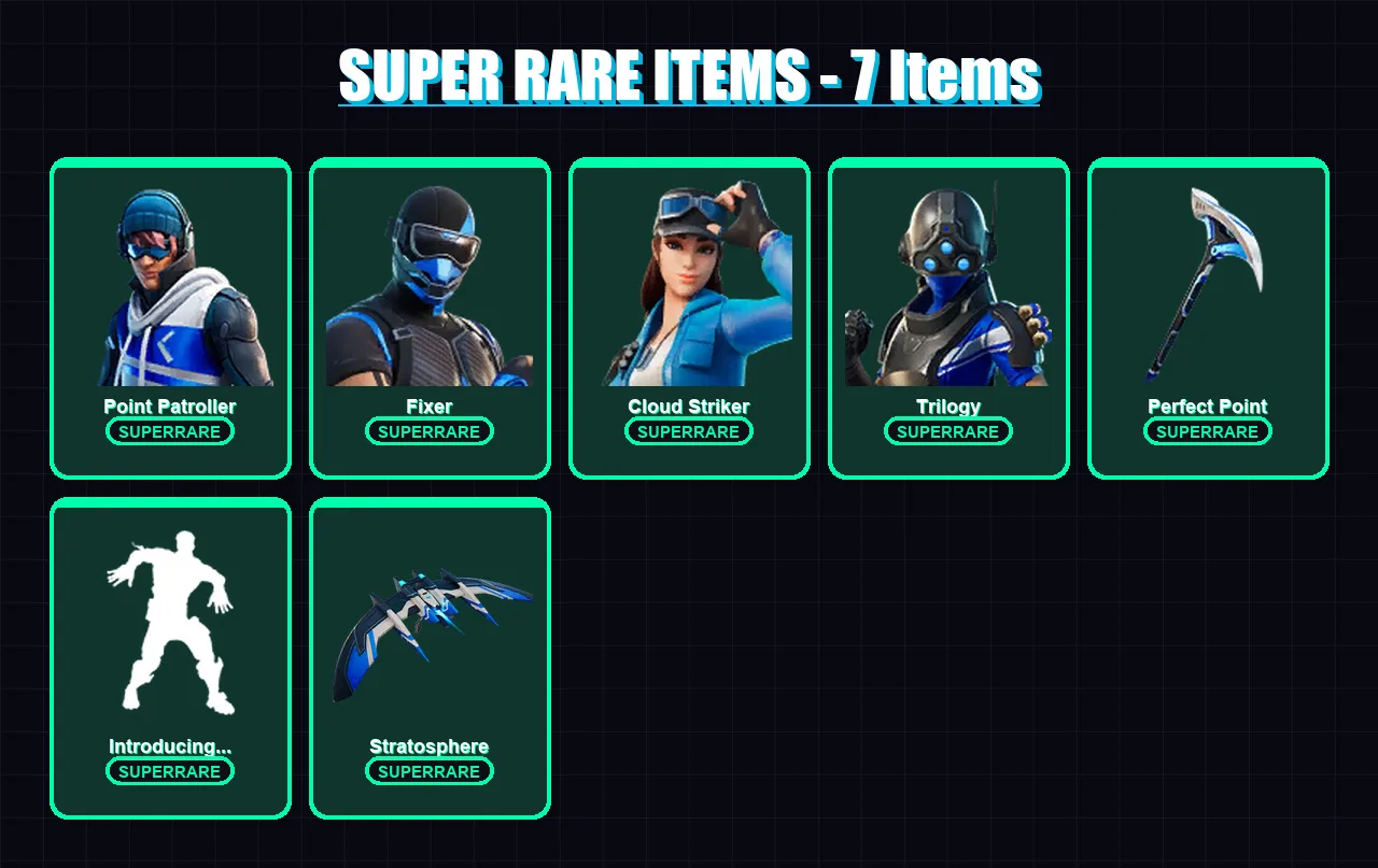 [PC/XBOX/PSN] | Point Patroller | Fixer | Cloud Striker | Trilogy | Eternal Knight | 65 skin | 78 pickaxe | 61 emote | 69 glider | Lv1093 — Fortnite account