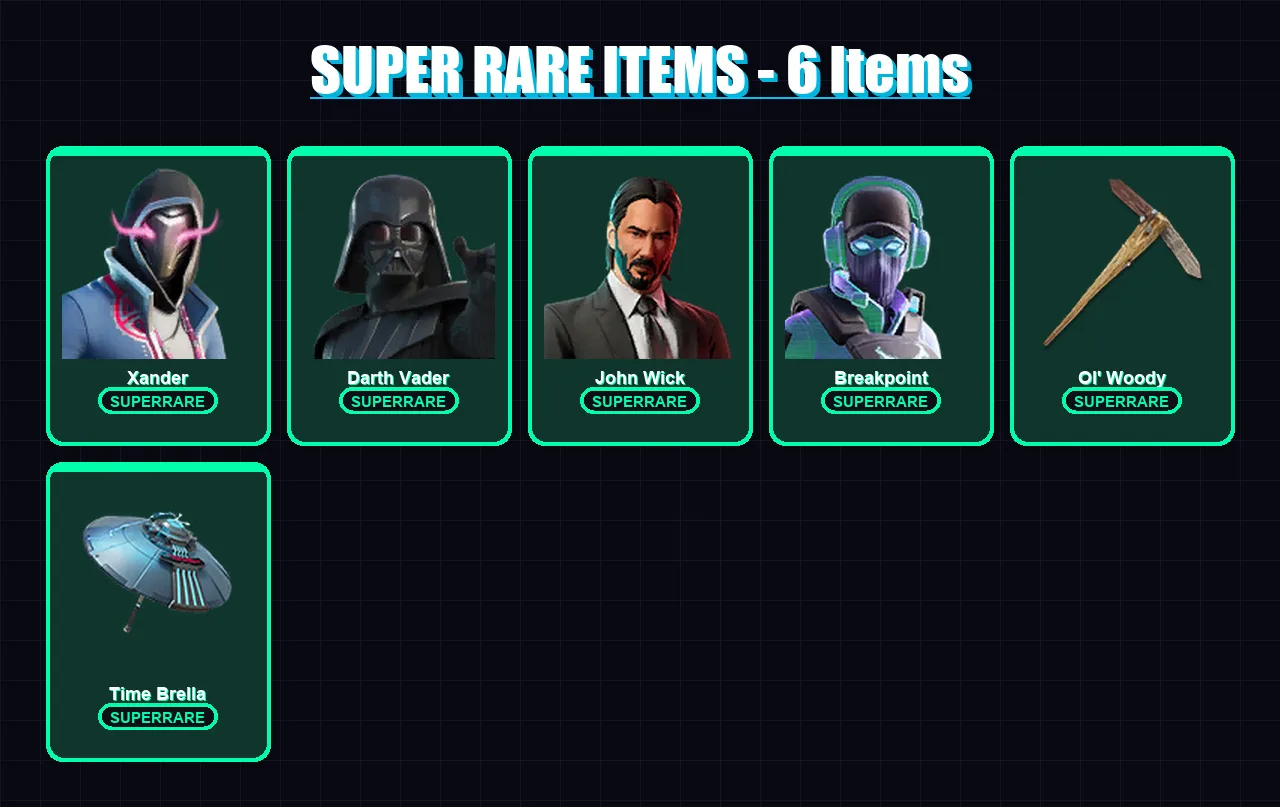 [PS4/PS5/XBOX/PC] | Xander | Darth Vader | John Wick | Breakpoint | Snap | 289 skin | 297 pickaxe | 252 emote | 247 glider | Lv3725