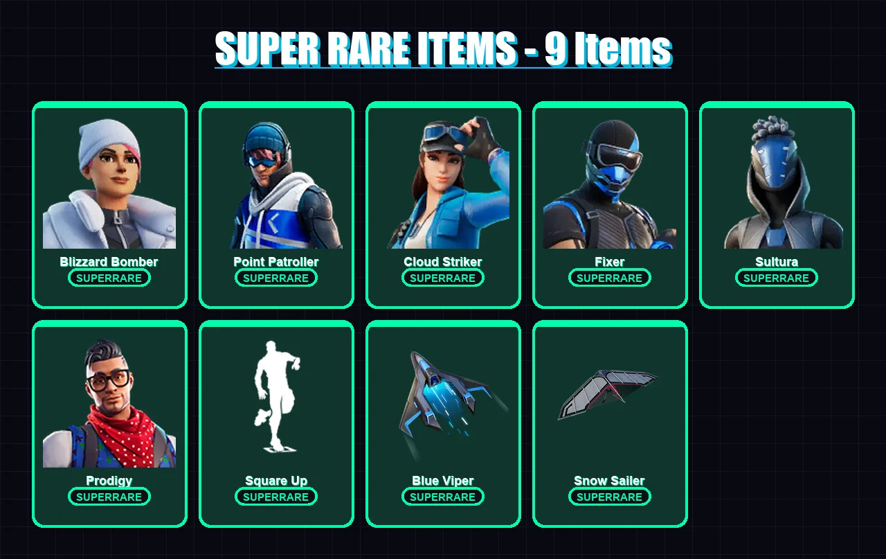 [PS4/PS5/XBOX/PC] | Blizzard Bomber | Point Patroller | Cloud Striker | Fixer | Sultura | 117 skin | 157 pickaxe | 112 emote | 119 glider | Lv1362