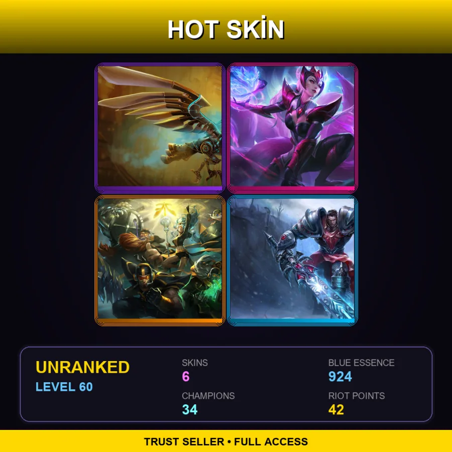 TW | Lv60 | Unranked | 6 Skin | 34 Champ