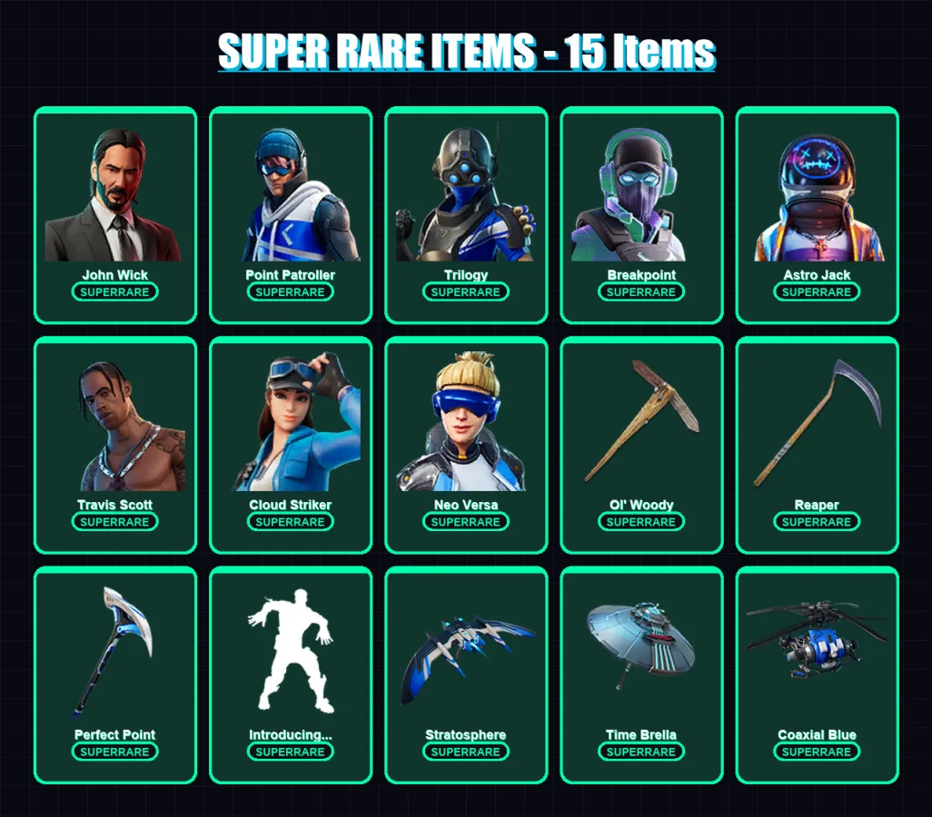 [PC] | John Wick | Point Patroller | Trilogy | Breakpoint | Astro Jack | 274 skin | 271 pickaxe | 232 emote | 198 glider | Lv3585 — Fortnite account
