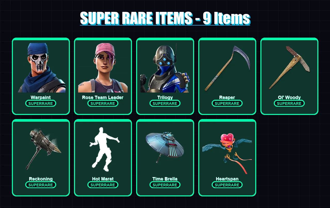 [PS4/PS5/XBOX/PC] | Warpaint | Rose Team Leader | Trilogy | Lynx | Calamity | 69 skin | 80 pickaxe | 94 emote | 86 glider | Lv1235 — Fortnite account