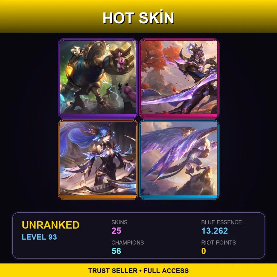 NA | Lv93 | Unranked | 25 Skin | 56 Champ