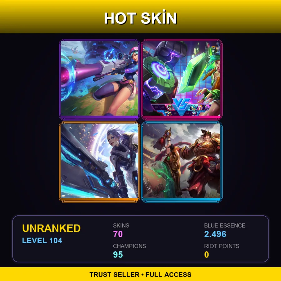 VN | Lv104 | Unranked | 70 Skin | 95 Champ — LoL account