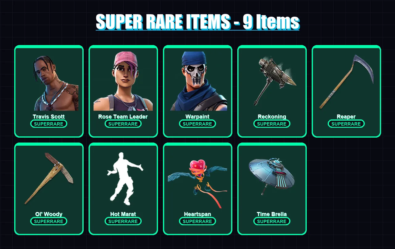 [PC/PSN] | Travis Scott | Rose Team Leader | Warpaint | Drift | Eternal Knight | 122 skin | 143 pickaxe | 137 emote | 129 glider | Lv2195