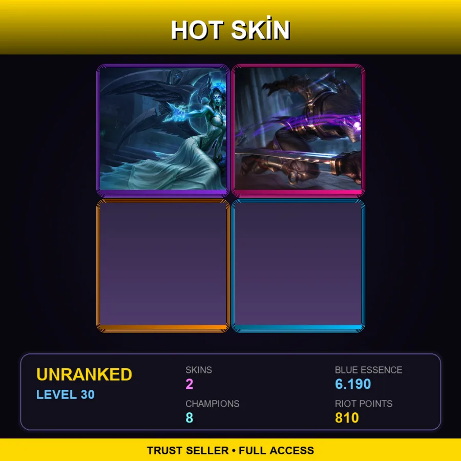 LAS | Ghost Bride Morgana | Assassin Master Yi | 2 Skin | 8 Champ | Lv30