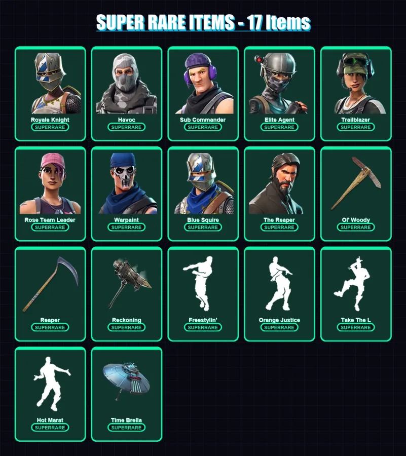 [PC/XBOX/PSN] | Royale Knight | Havoc | Sub Commander | Elite Agent | Trailblazer | 92 skin | 69 pickaxe | 59 emote | 66 glider | Lv932