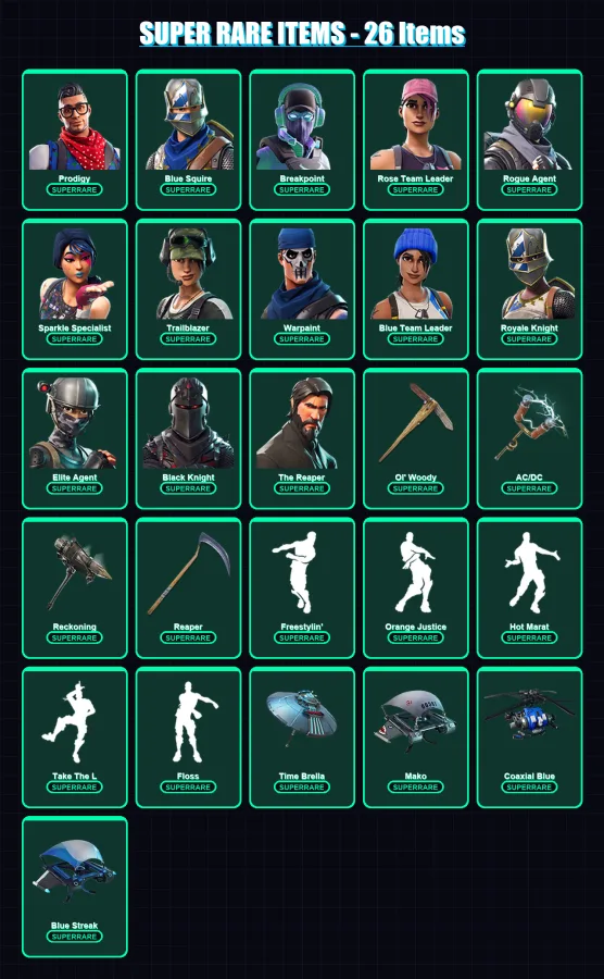 [PC/XBOX/PSN] | Prodigy | Blue Squire | Breakpoint | Rose Team Leader | Rogue Agent | 138 skin | 131 pickaxe | 138 emote | 140 glider | Lv2034