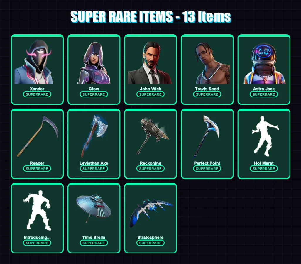 [PC/XBOX/PSN] | Xander | Glow | John Wick | Travis Scott | Astro Jack | 200 skin | 196 pickaxe | 155 emote | 148 glider | Lv2743