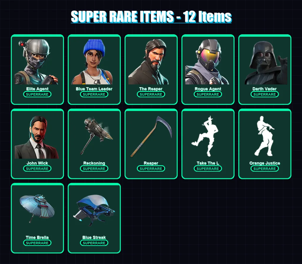 [PC/XBOX] | Elite Agent | Blue Team Leader | The Reaper | Rogue Agent | Darth Vader | 139 skin | 156 pickaxe | 139 emote | 150 glider | Lv2005